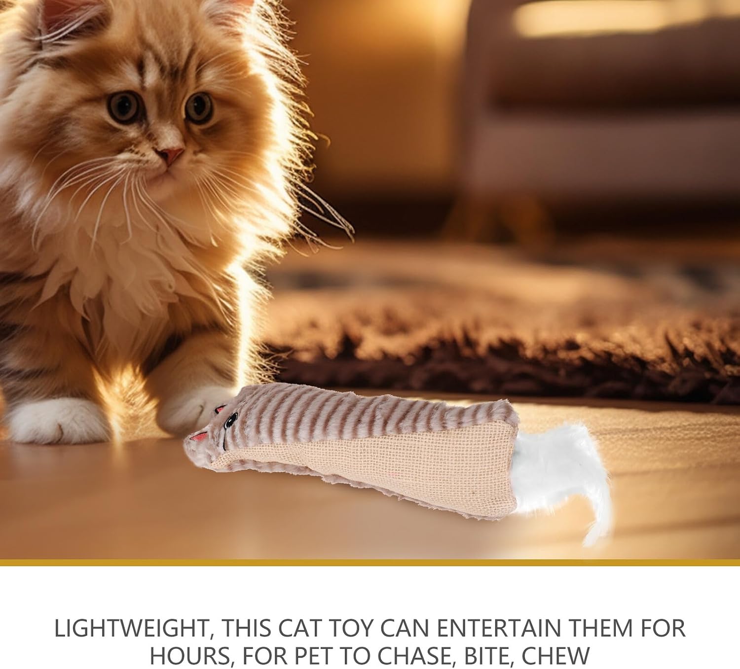 Hemobllo Cat Teething with Crinkle Paper Plush Interactive Indoor Catnip Stuffed for Kittens and Adult Cats Gray