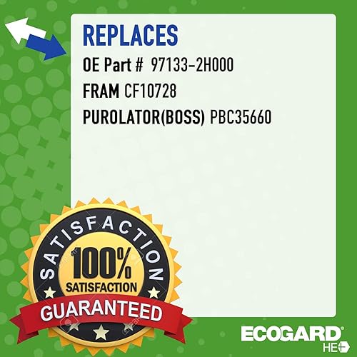 Miniatura 8 de ECOGARD XC35660H - Filtro de aire de cabina prémium de alta eficiencia + bicarbonato de sodio para Hyundai Elantra 2011-2016, Kia Forte 2014-2018,