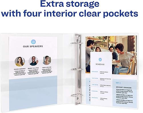 Miniatura 6 de Avery Carpeta antiadherente de 3 anillas, anillos inclinados de 12 pulgada, capacidad para 135 hojas, color negro (05233) (paquete de 2)