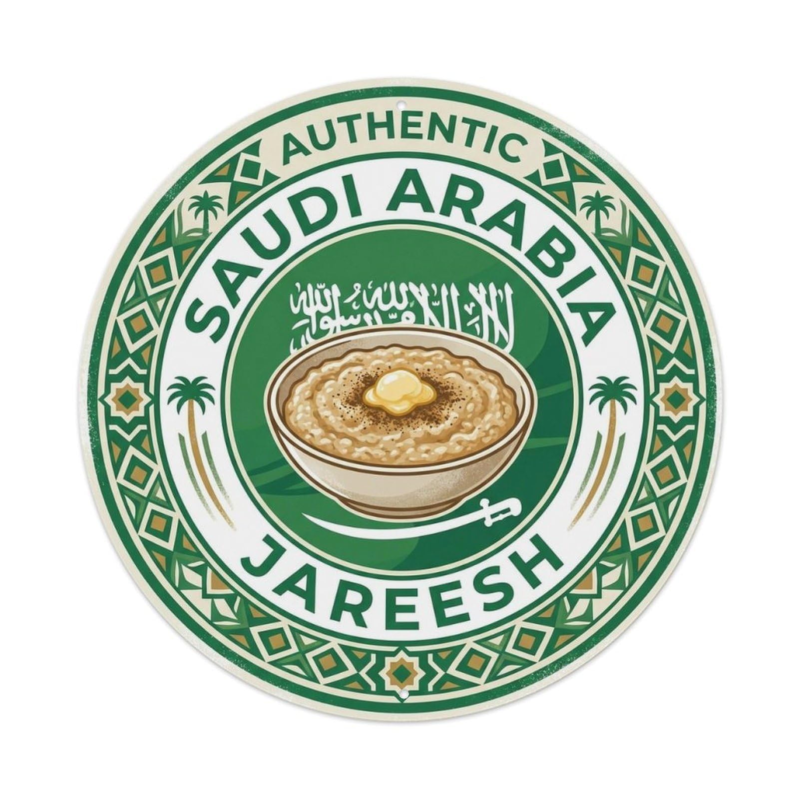 Saudi Arabia Travel Jareesh Saudi Grain Dish Cuisine Metal Tin Sign