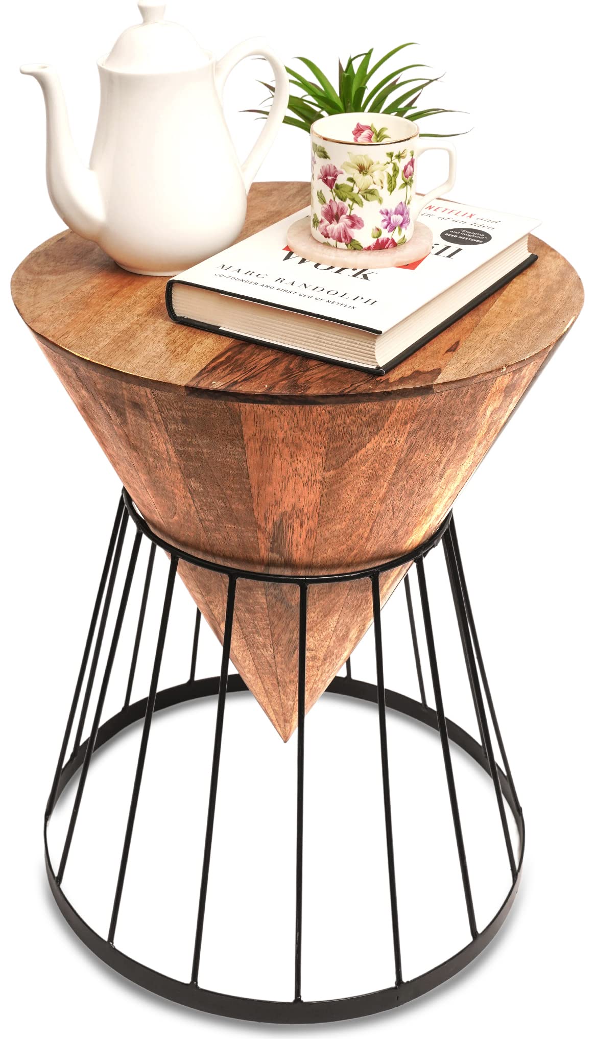 UHUD CRAFTS Wooden Minimalistic Cone Shape Coffee Table/SideTable for Home Decor | Sofa Side Table & End Table for Living Room, Bedroom, Office - Natural Finish