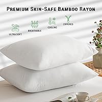 Vista 2 de Funda de almohada impermeable de bambú y rayón de Gogreen, funda de almohada transpirable, protector de almohada refrescante con cremallera, funda