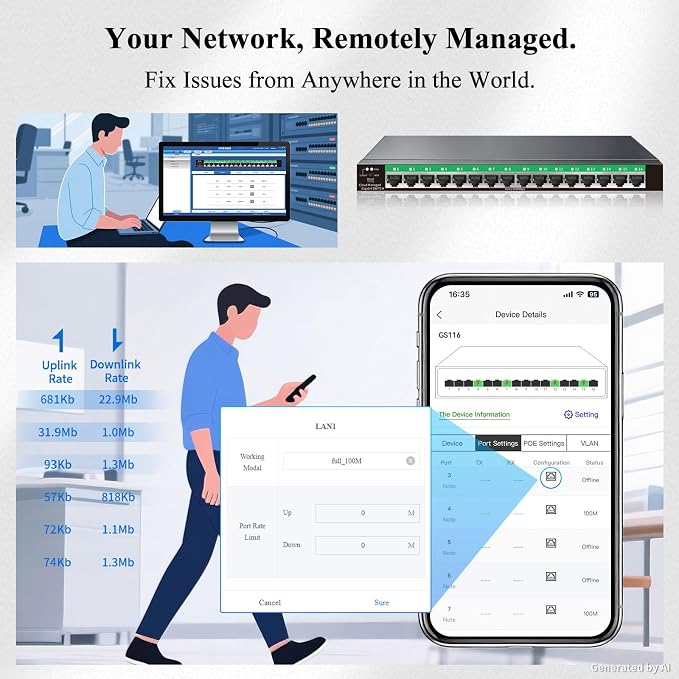 Switch Administrable STEAMEMO 16 Puertos Gigabit miniatura 7