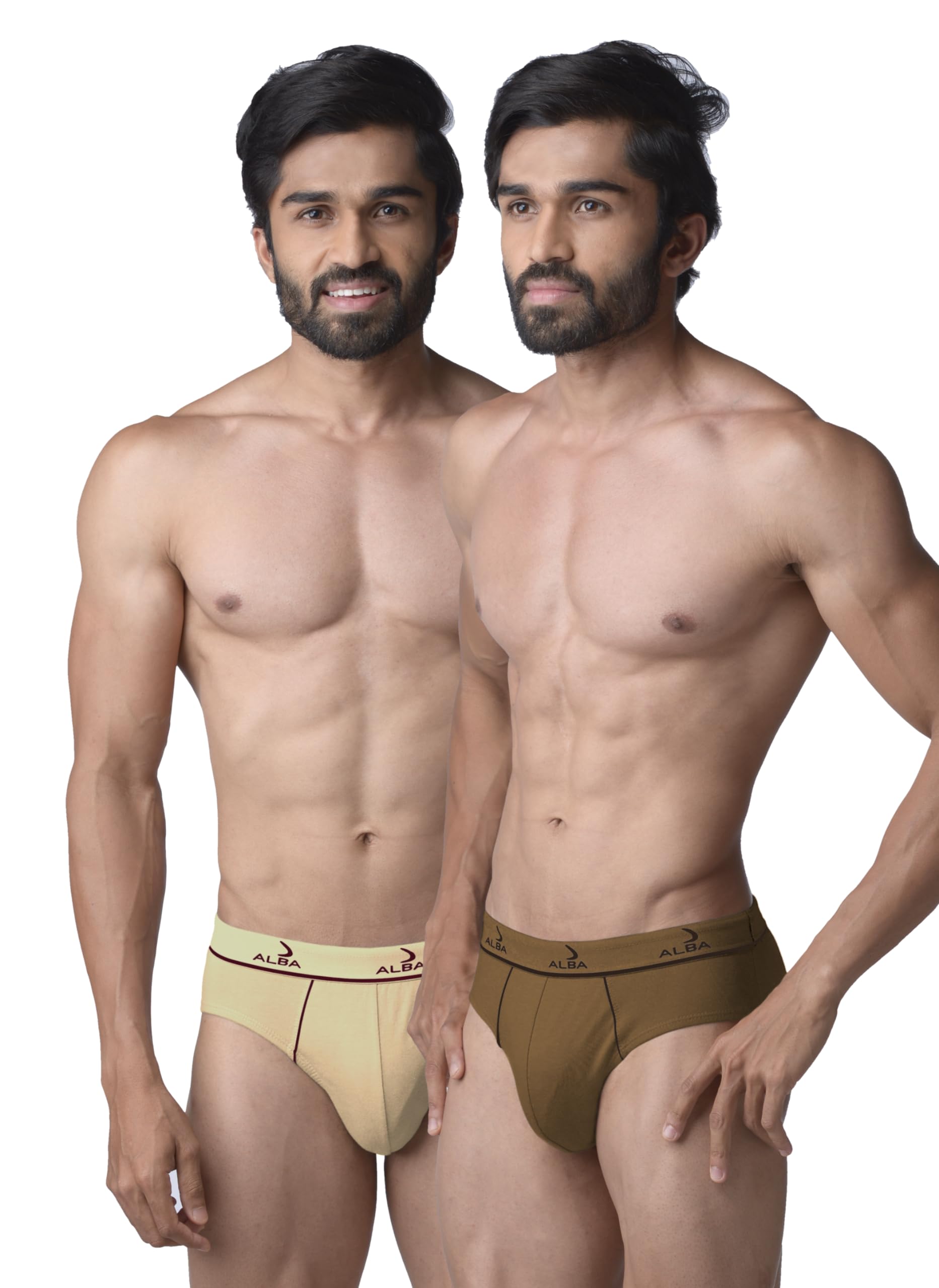 alba Gold Pro Men's Brief (90 CM | Size L) | Multicolor | Ivory + Brown (Pack of 2) | Classic Fit | 100% Combed Cotton | Super Soft & Breathable | Outer Elastic Waistband | No Roll & Irritation-picture-36