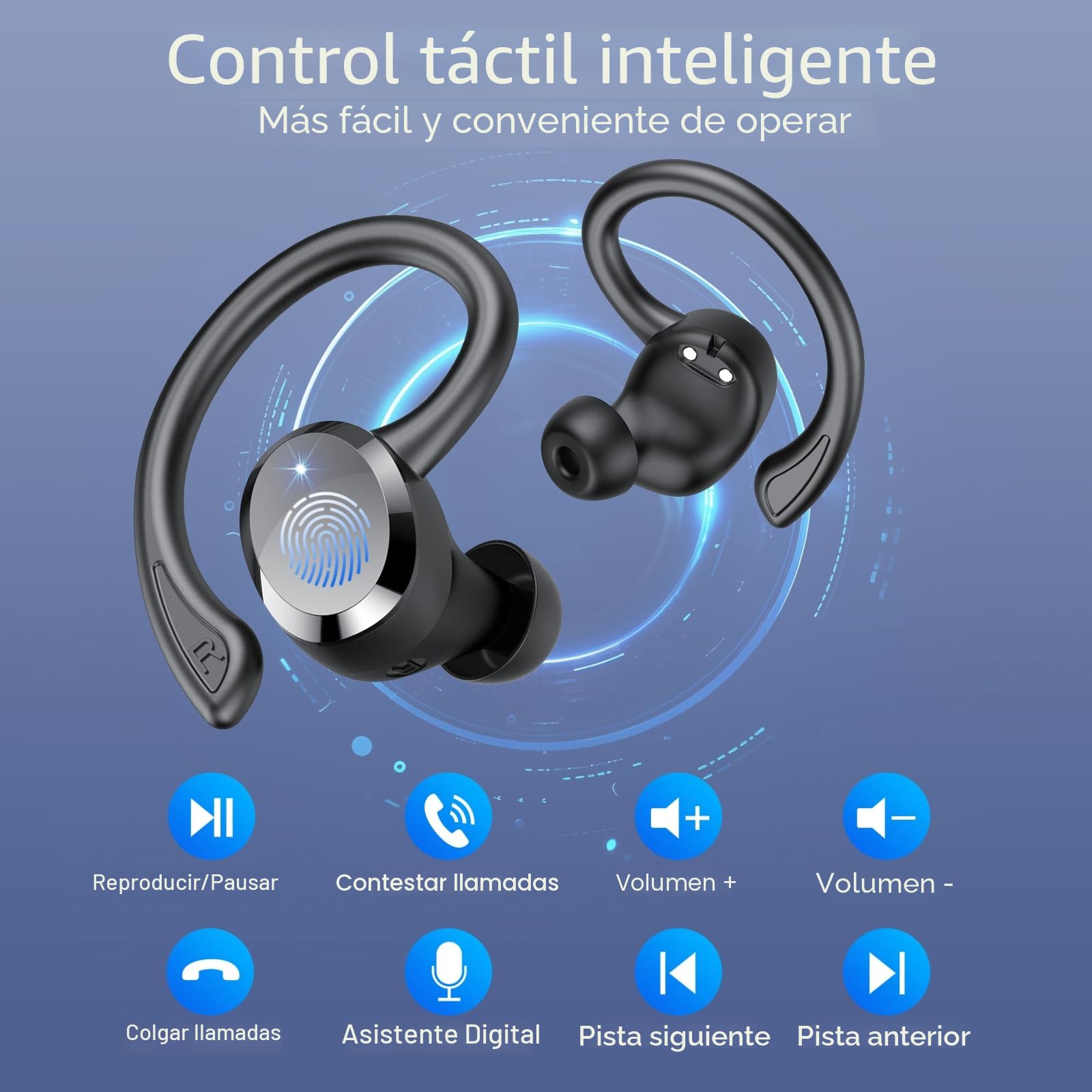 Auriculare Inalámbricos Deportivos, 2026 Nueva Auriculares Bluetooth 5.4 con HD Mic, 68H Cascos Inalambricos Bluetooth con Pantalla LED, IP7 Impermeable, Cancelacion Ruido ENC Auriculares Running