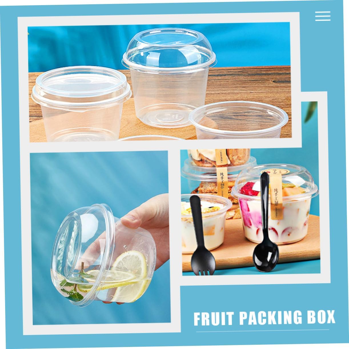 ULTECHNOVO 50Pcs Box Transparent Food Packing Box for Desserts Fruit Sushi and Cookies Convenient Containers with Cover for Take out Parties and Events