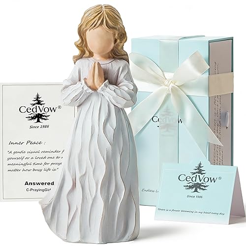 Answered Angel of Prayer Figurine, Solid Resin Praying Angel Figurines