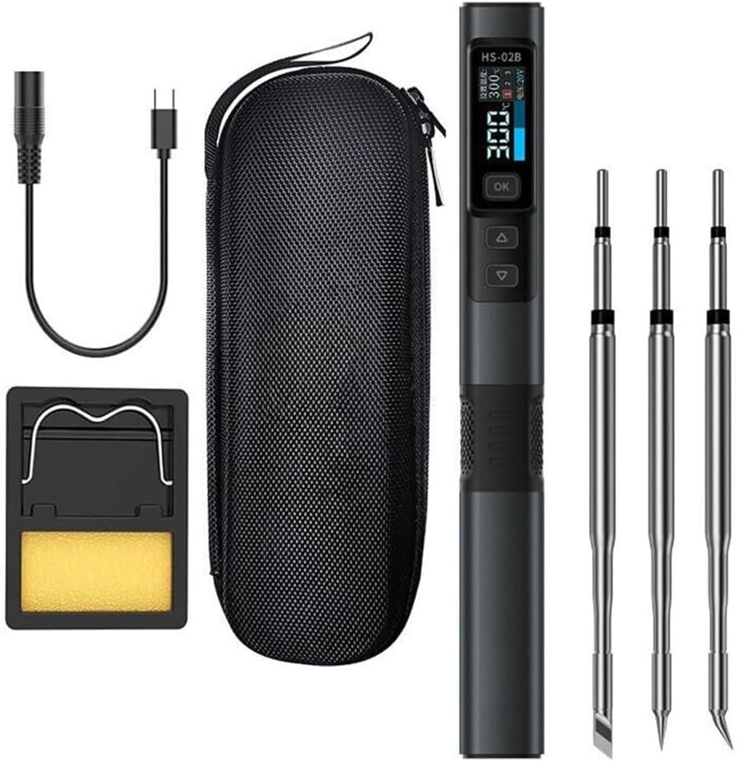 100W Soldering Iron HS-02A Portable Constant Temperature Pen with CNC Metal Shell and ESD for PROTECTION for Electronics Repair and DIY Projects(90233-package 4) .oth