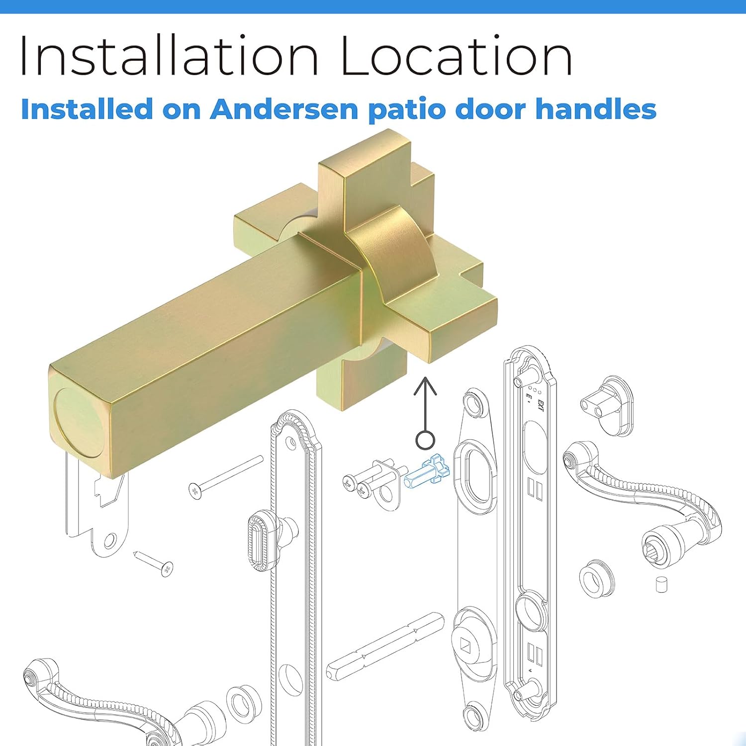 Replacement Andersen Hinged Door Lock Actuator 2579542 Compatible with Andersen Patio Door Lock Parts, Lock Actuator Cross-Shaped for Andersen 400 Series Frenchwood Hinged Patio Doors- 2Pc