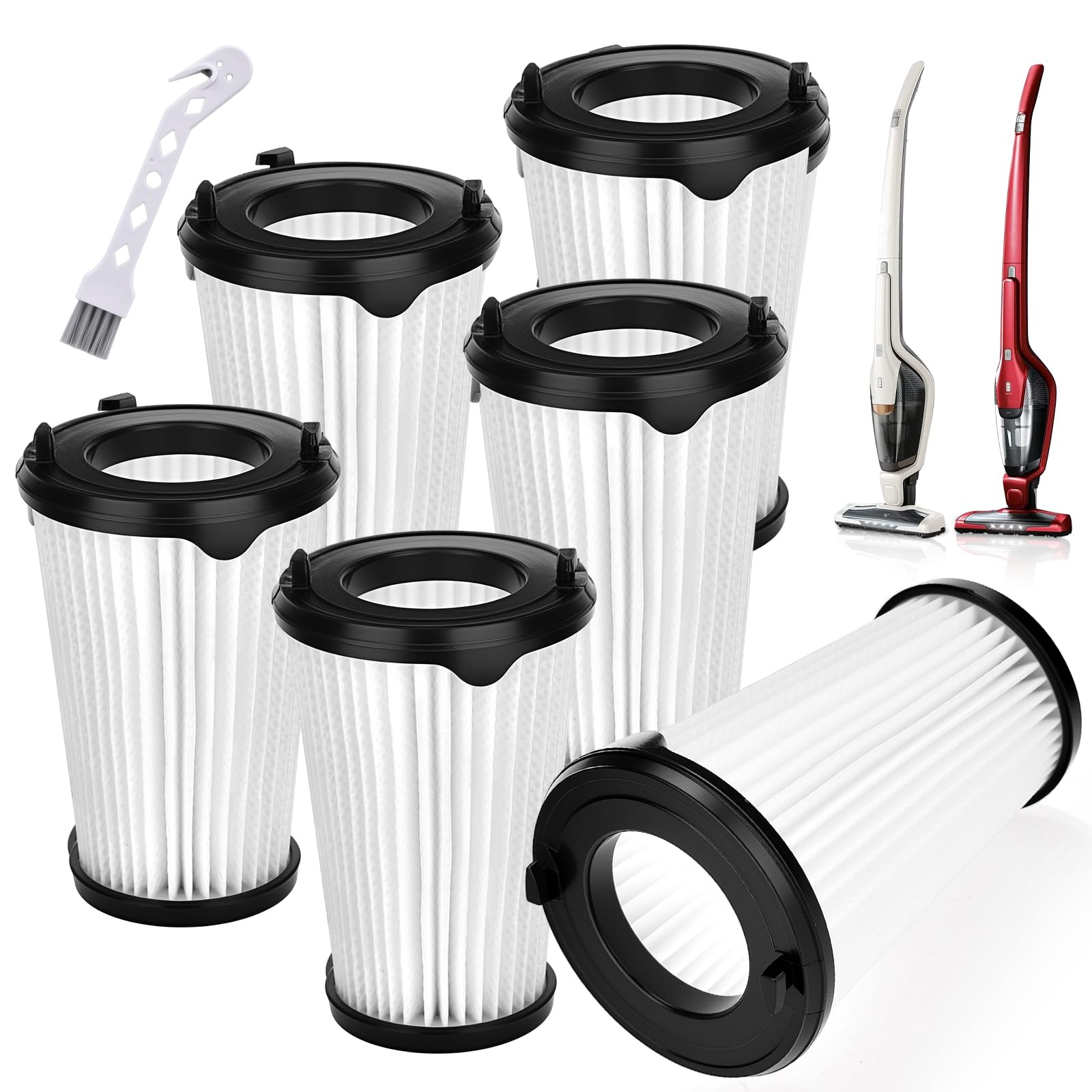 6 Pack VAF-1TM Replacement Filter Compatible with Electrolux Ergorapido Stick Cordless Standard and Lightweight Pet Version PureAdvantage PureAdvantageTM VAF-1 Vacuum Filters, Replaces Part EL65522