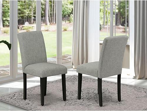 Miniatura 7 de East West Furniture ABP1T06 Parson Shitake - Juego de 2 sillas tapizadas de tela de lino, color negro