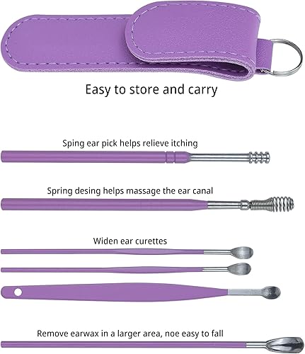 Miniatura 5 de 1 paquete de 6 piezas de kit de eliminación de cera de oído, herramienta de eliminación de cera de oído, kit de limpieza de oídos, limpiador de