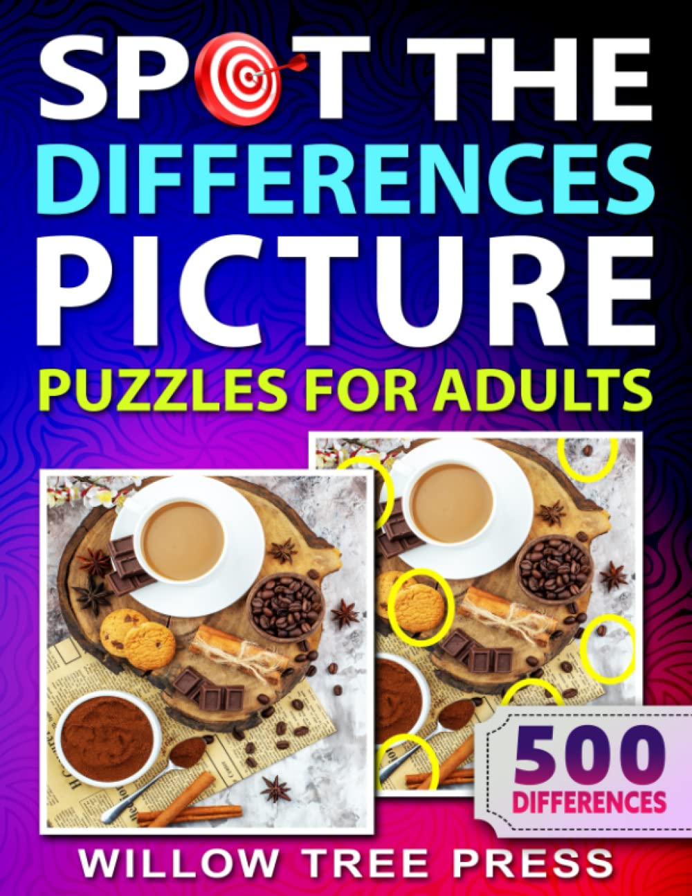 Spot The Difference Picture Puzzles Book For Adults: 50 Premium Picture Puzzles - 10 Differences Each - 8.5 x 11 Inches Large Size