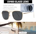 JIM HALO Retro Square Aviator Sunglasses Premium Glass Lens Men Women | Flat Metal Eyewear, Driving Running, Outdoor Activities