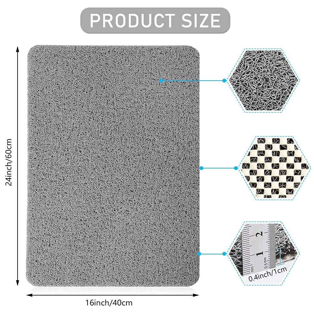Douchemat, badkuipmat antislip, nieuwe multifunctionele, zacht geweven pvc luffa badkuipmat met afvoer voor nat gebied, sneldrogend, zonder zuignappen (grijs, 40 x 60 cm