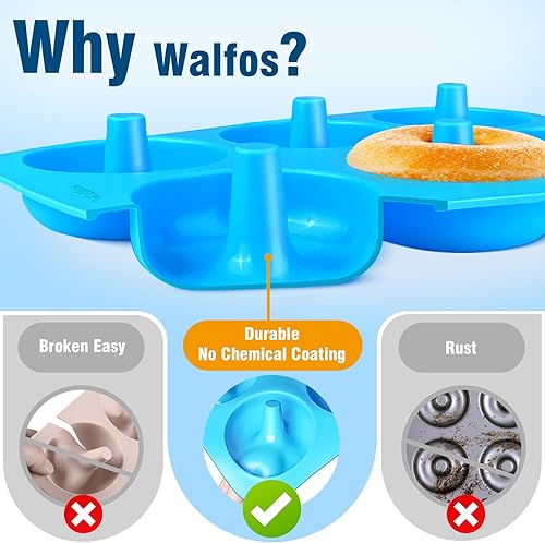 Miniatura 2 de Walfos Molde de silicona para donas  Juego de moldes de silicona para donas, antiadherentes, simplemente sácalo! Resistente al calor, sin BPA y apto