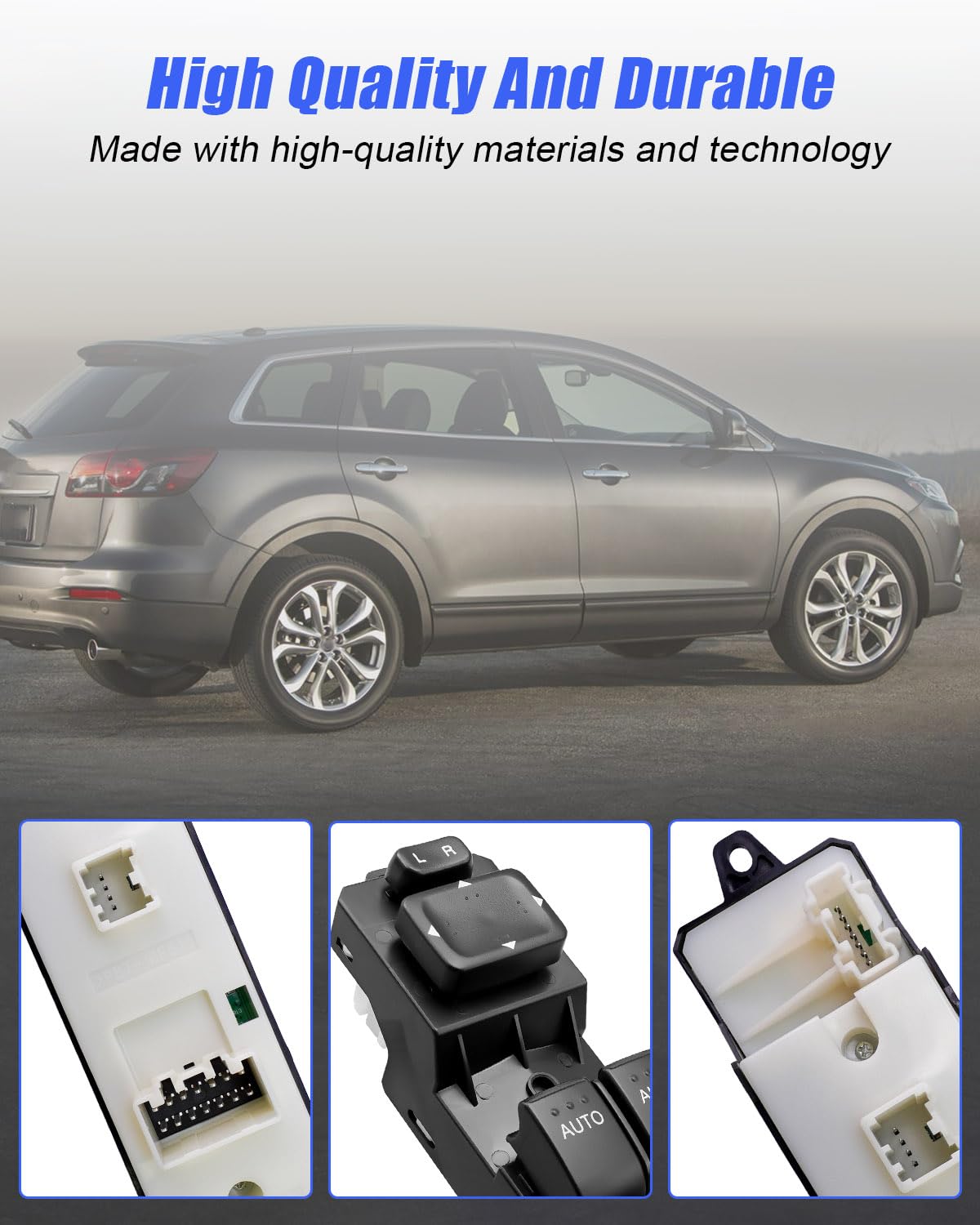Front Left Power Window Switch Fit for Mazda CX-9 2007-2015, Driver Side Button Lifter Switch Master Control Replace TD11-66-350A TD1166350A DWS864 1S15705