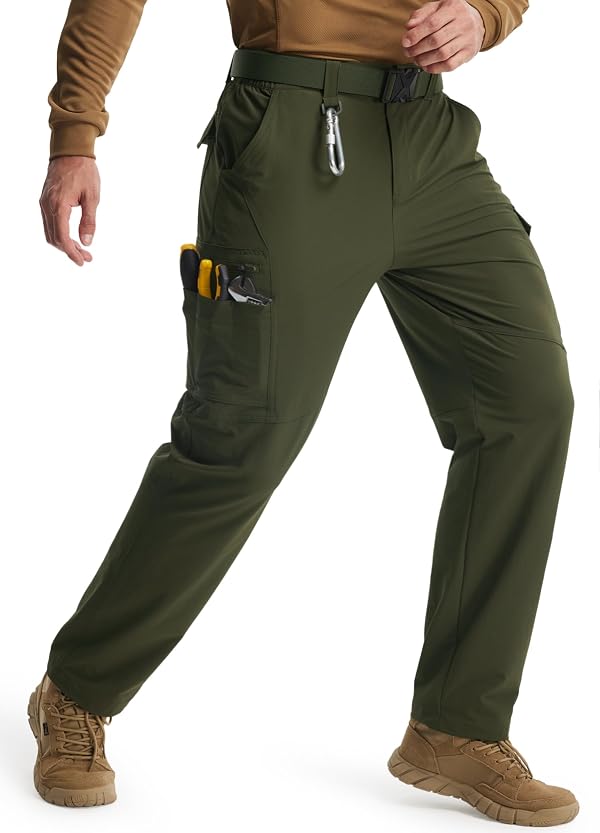 Libin Men's Work Pants Hiking Cargo Stretch Pants, Army Green, 40W x 32L by Libin - Used condition - US$28.61