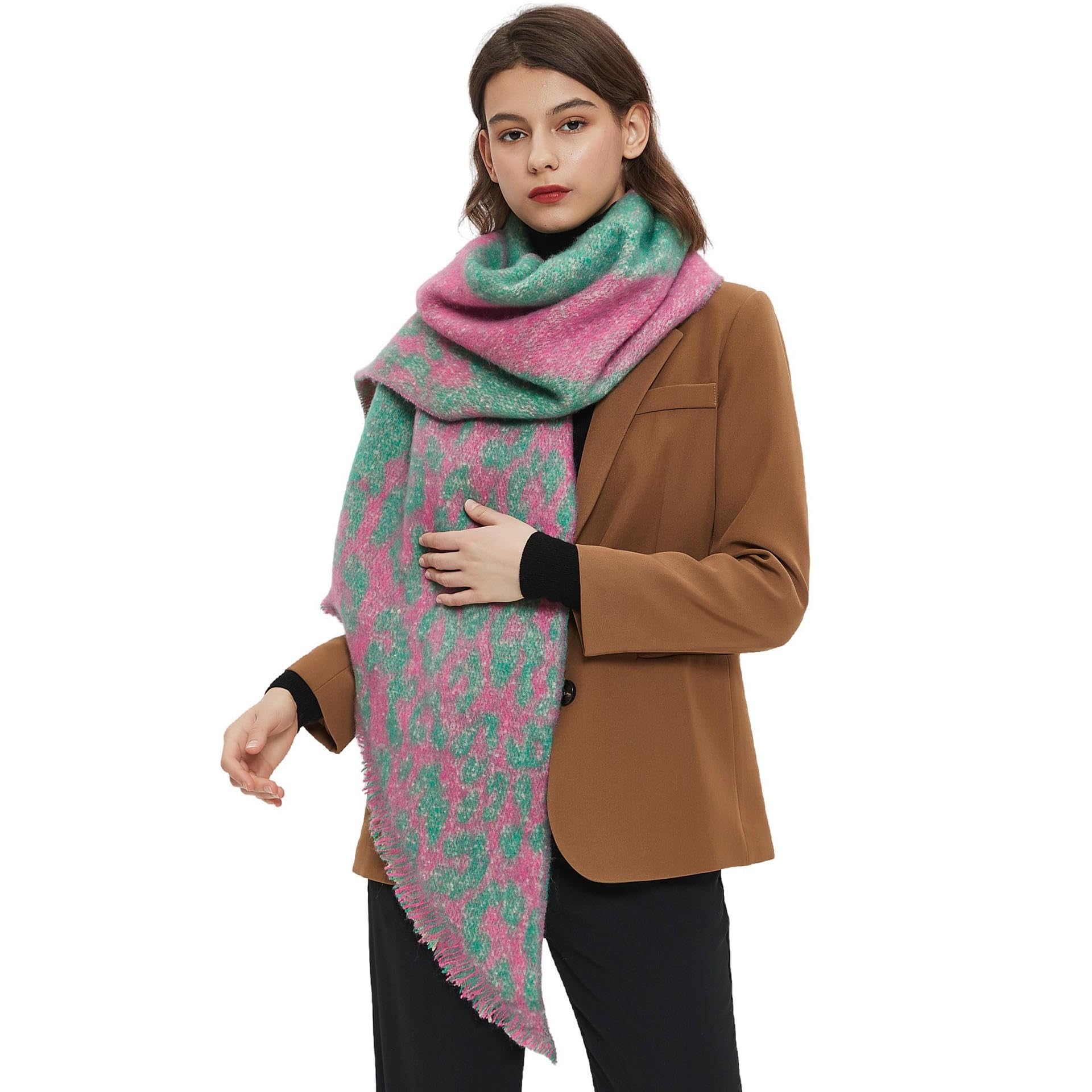 Sciarpa Donna Scialle Uomo Scialle con Sciarpa Smussata con Motivo Leopardato A Scacchi Autunno E Inverno