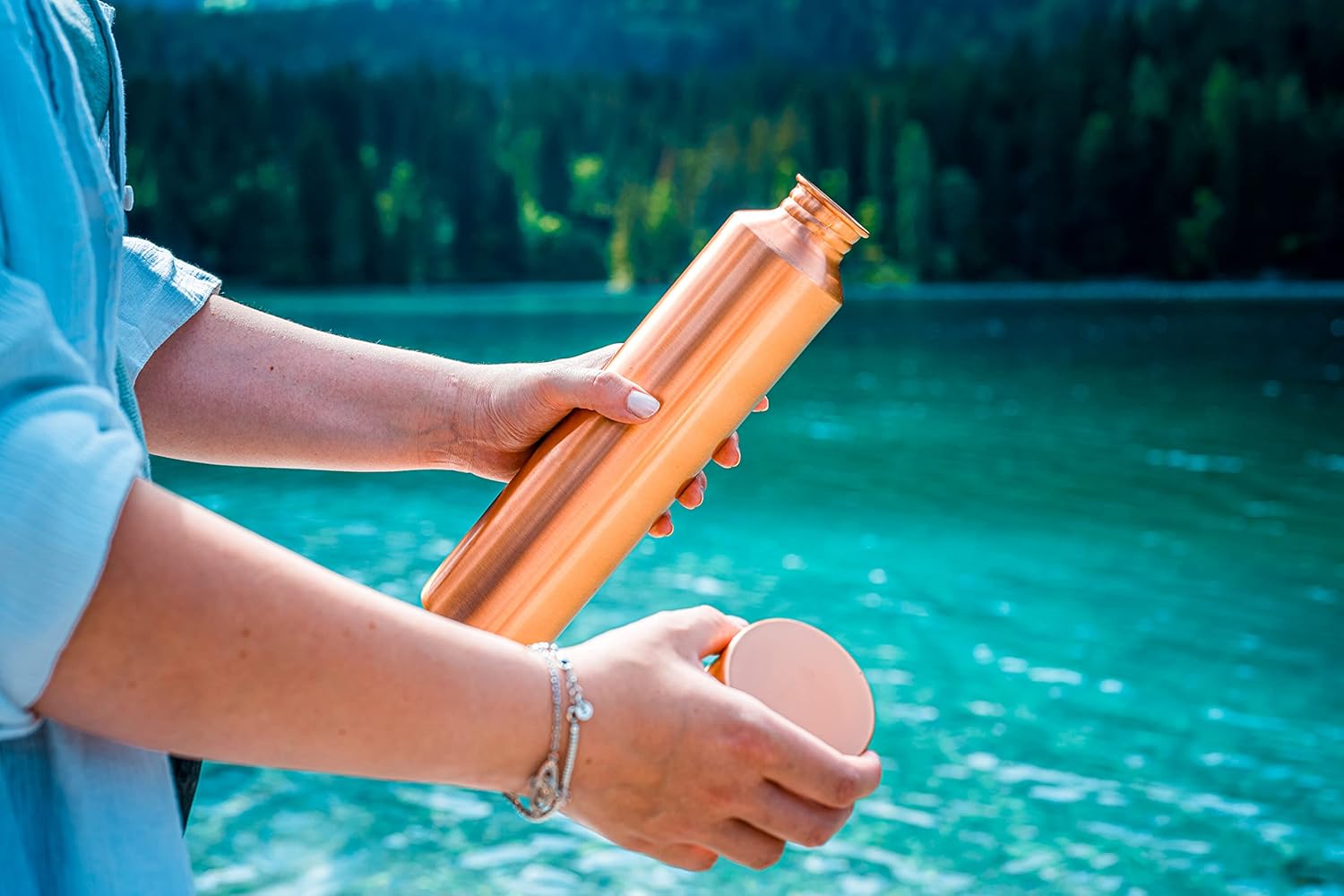 Copper Water Bottle - 34oz Vintage Modern Design - An Ayurvedic Pure Copper Vessel For Drinking- Drink More Water, Lower Your Sugar Intake And Enjoy The Health Benefits Immediately - Image 9