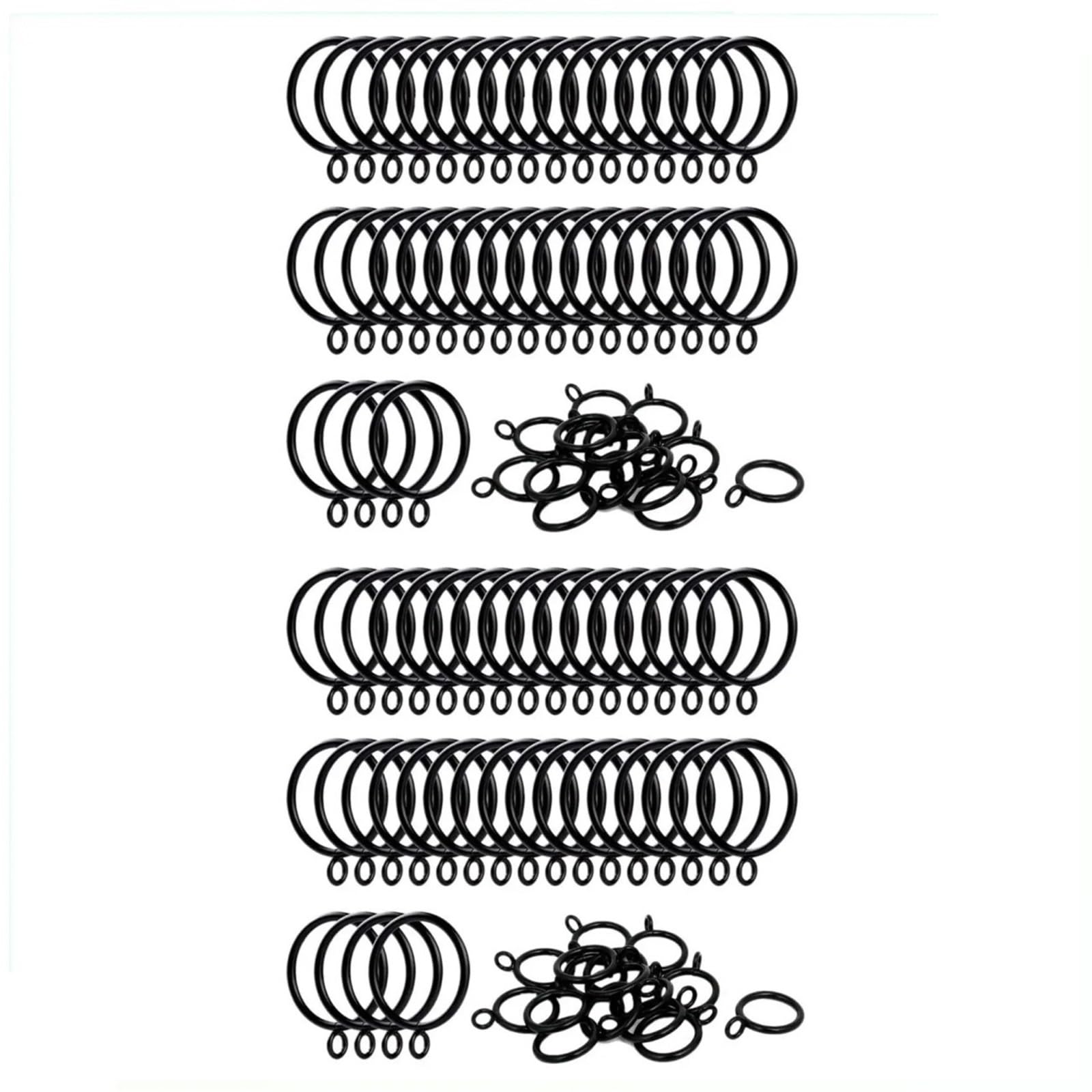 Anelli per tende, Anelli for tende con occhielli Confezione da 160 for tendaggi in metallo diametro interno di 1,5 pollici Neri