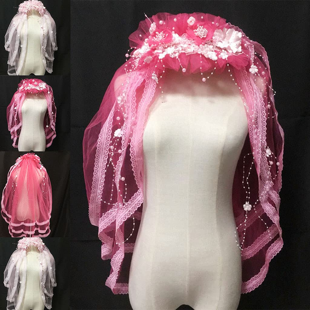 Bachelorette Party Schleier, Blumenkrone, Brautmädchen, Blumenkranz, Tüll Schleier mit Perlenquaste, verziert, Bachelorette Party, Stirnband, kurz für Bräute