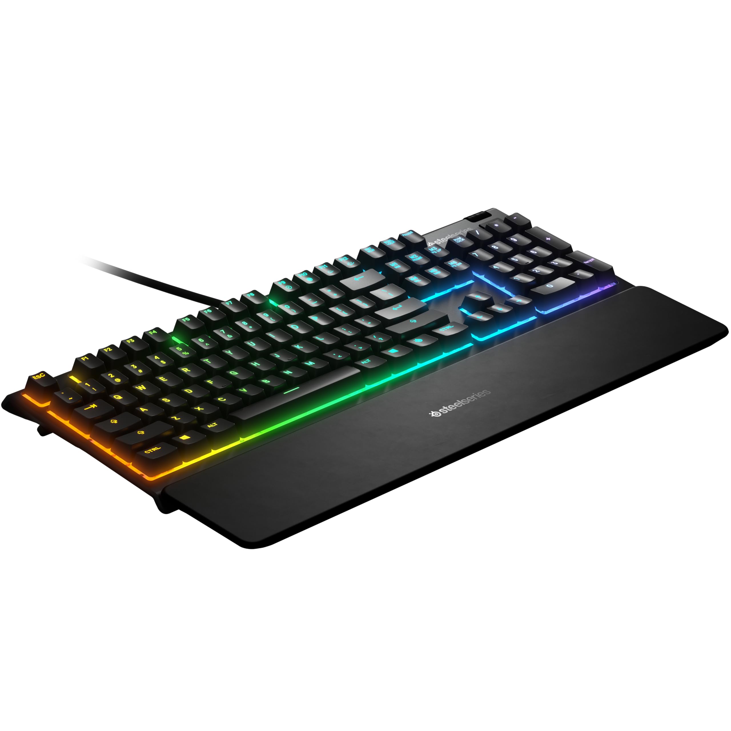 SteelSeries Apex 3 Gamingowa klawiatura RGB - 10 stref podświetlenia RGB - Ochrona przed wodą IP32 - Magnetyczna podkładka pod nadgarstki - UK QWERTY układ
