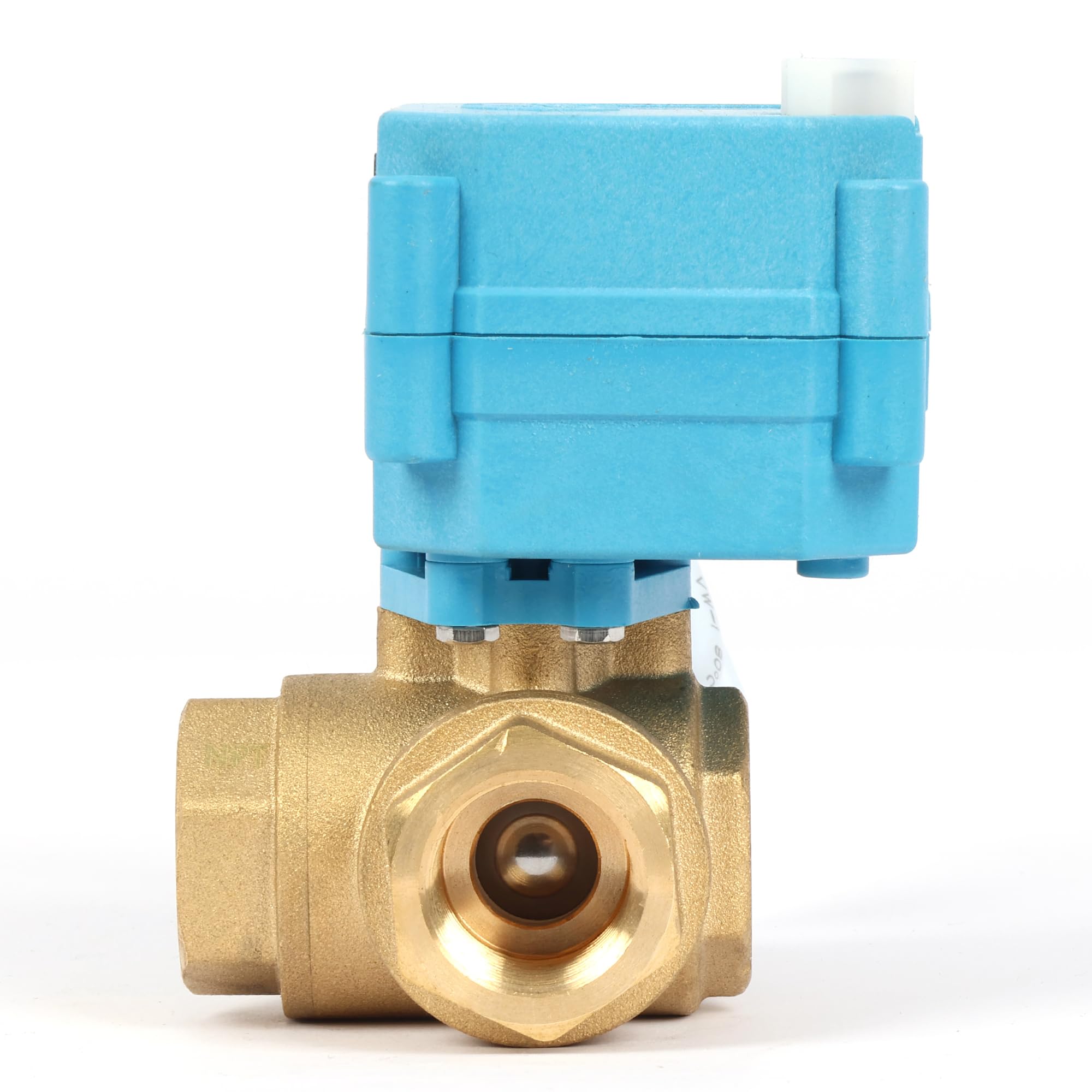 U.S. Solid Válvula motorizada 3 vías latón: tipo T - eléctrica válvula con función manual, puerto estándar (1/2", 9-24V AC/DC)