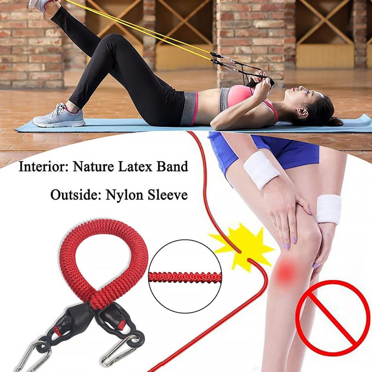 Fitness Pedal Pull Rope Resistance Band Set, Multifunctional Foot Pedal Tension Rope with Four Tubes, Elastic Exercise Equipment for Leg Strength Training and Home Workout