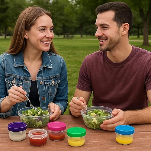 Miniatura 3 de Twist Top - Paquete de 4 vasos para condimentos con tapas, 1.18 onzas, recipientes pequeños de almacenamiento de alimentos para aderezos de