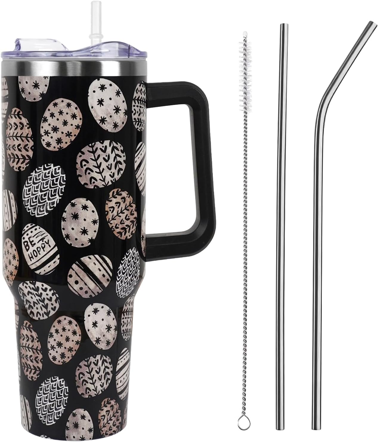 Christmas Tumbler with Handle and Straw Lid 40 oz,Cute Blue Merry Xmas Snowflake Bow Gifts for Women Vacuum Insulated Leak Proof Tumbler,Winter Holiday Accessories Stainless Steel Coffee Cup Mug