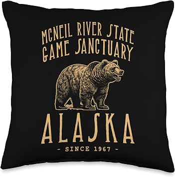 MCNEIL RIVER SANCTUARY, GRIZZLY BEAR ALASKA Throw Pillow