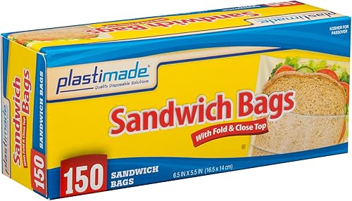 Miniatura 3 de Plastimade Bolsas desechables de plástico para sándwich con cierre plegable superior 300 bolsas, ideal para el hogar, oficina, vacaciones, viajes,