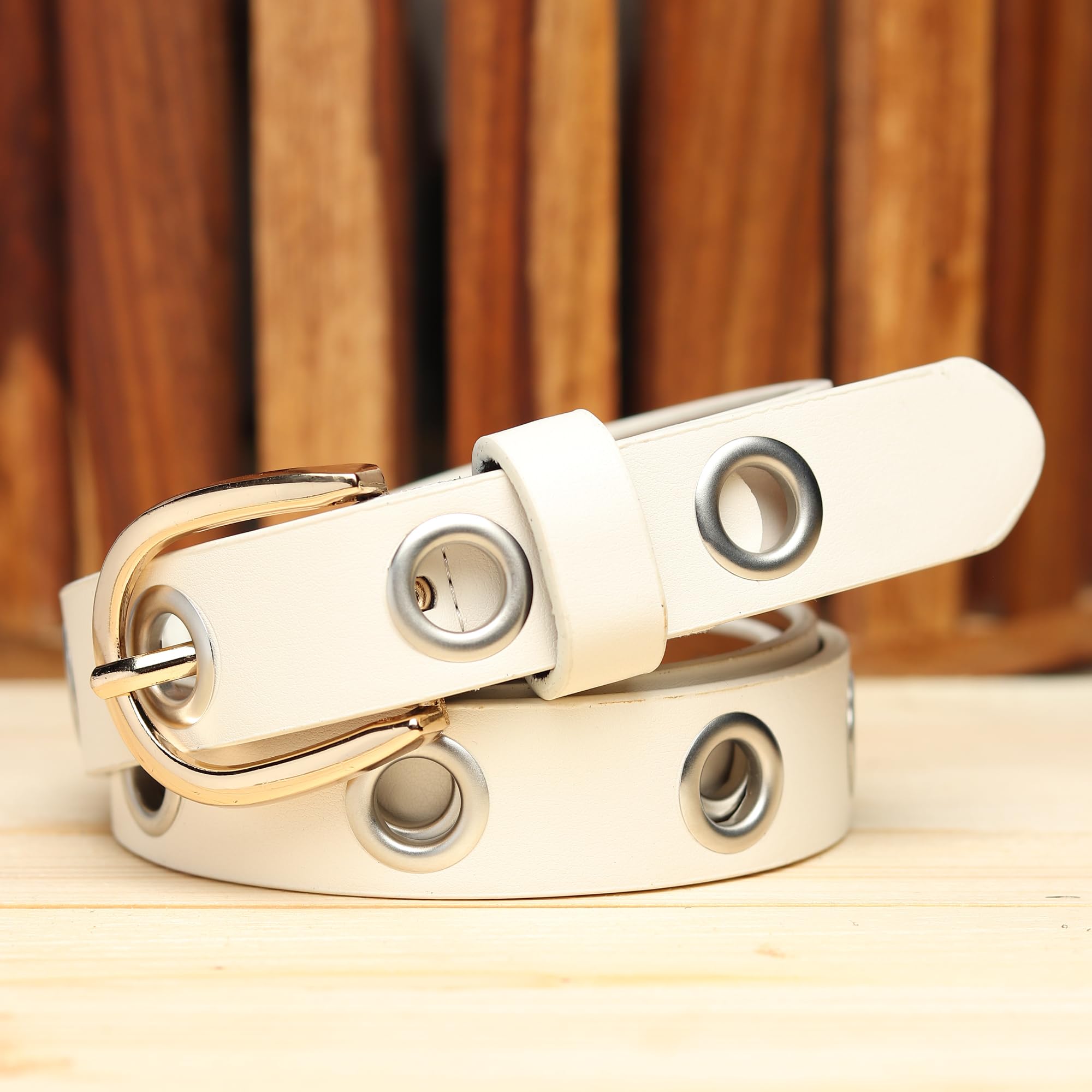 Zacharias G3E Women's Faux Leather Belt (fr-02_Full Ring White) - Image 6 thumbnail