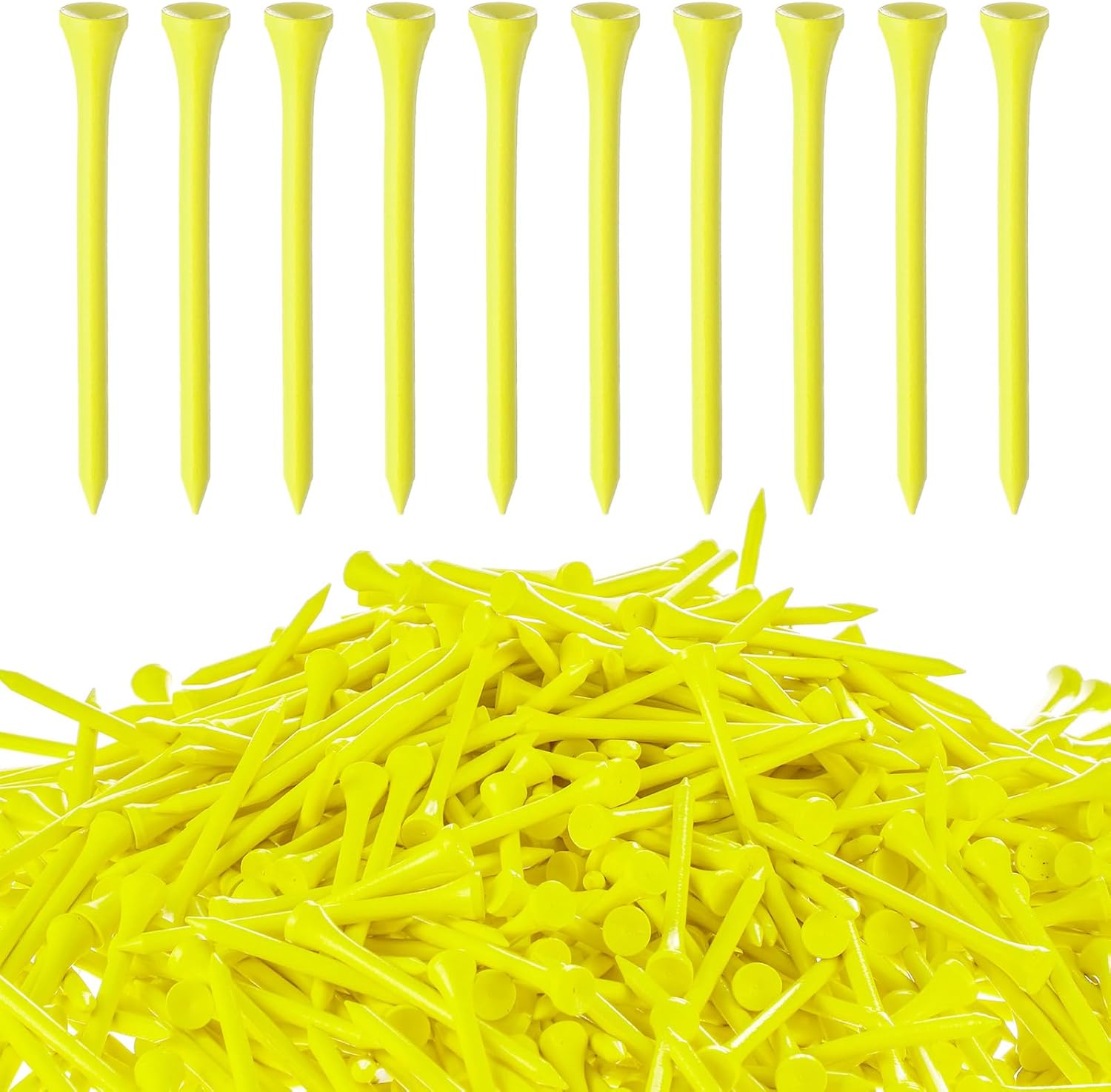 Vinsot 1000 Pcs Golf Tees Bulk 3-1/4 '' Wooden Bamboo Tees Decoration for Men Women Clubs Golf Ball Theme Party Accessories School Supplies(Bright Yellow,Blank)