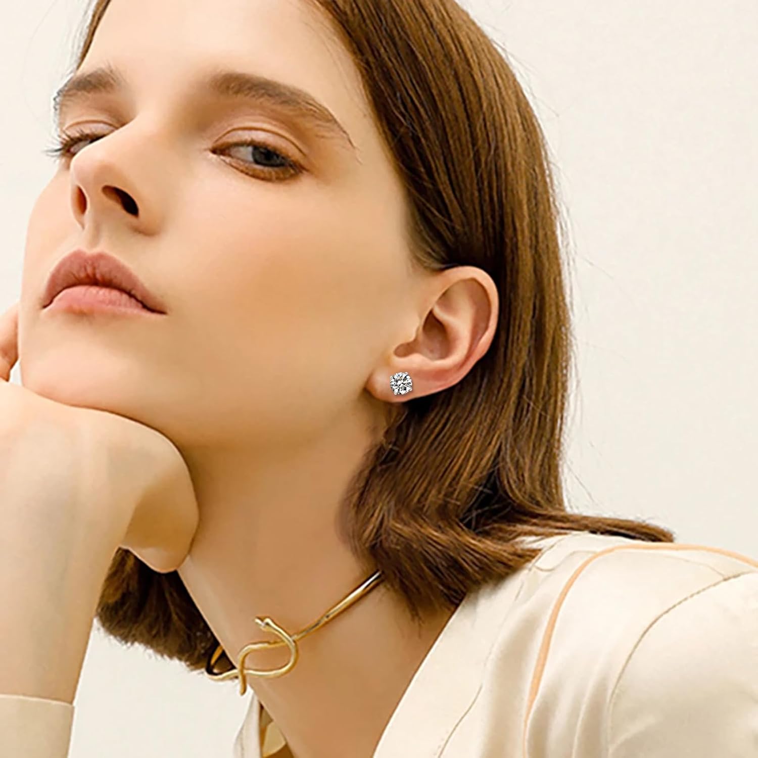 Moissanite Stud Earrings for Women Men, S925 Sterling Silver 18K White Gold Earrings Jewelry, 1-4ct D Color VVS1 Clarity Imitation Diamond Earring Gifts for Anniversary Valentine's Day - Image 6