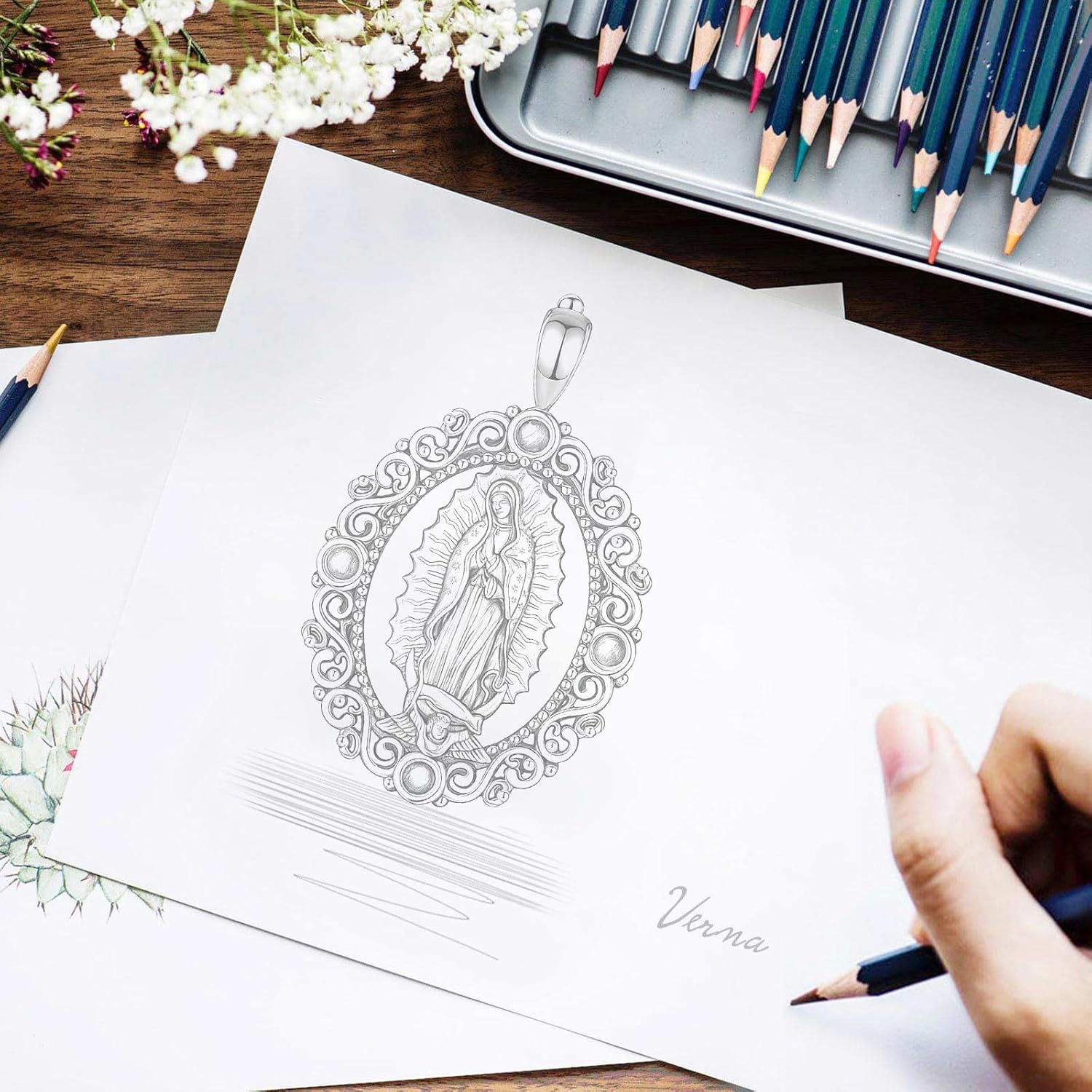 Vito 925 Sterling Silver Saint and Archangels Necklaces for Women Men, St Christopherl/Crucifix/Caravaca/St Jude/Virgin Mary/St Benedict Pendant Patron Saint Amulet Medal Religion Jewelry Gift, 24" - Image 9