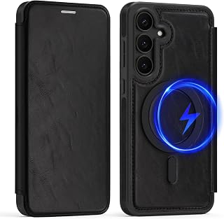 Handyhülle für Samsung Galaxy S25 Hülle, Leder aus Deutschland, Magnetische & RFID Kartenfach, Lederhülle Premium, Magnetkraft Handyhülle, Klapphülle für Samsung S25