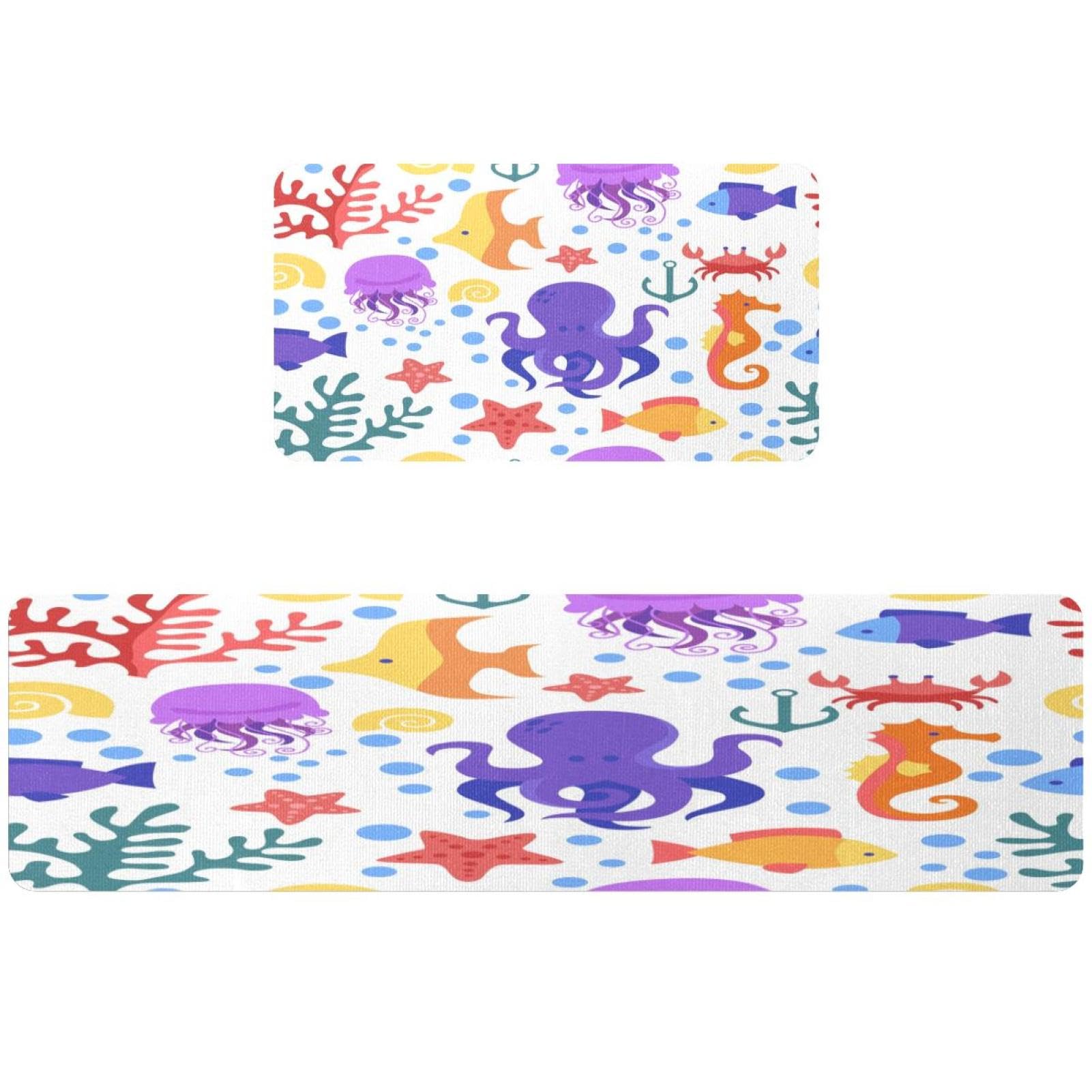 Tapete de cocina de 2 piezas VAPOKF con diseño de mar alfombra antideslizante lavable