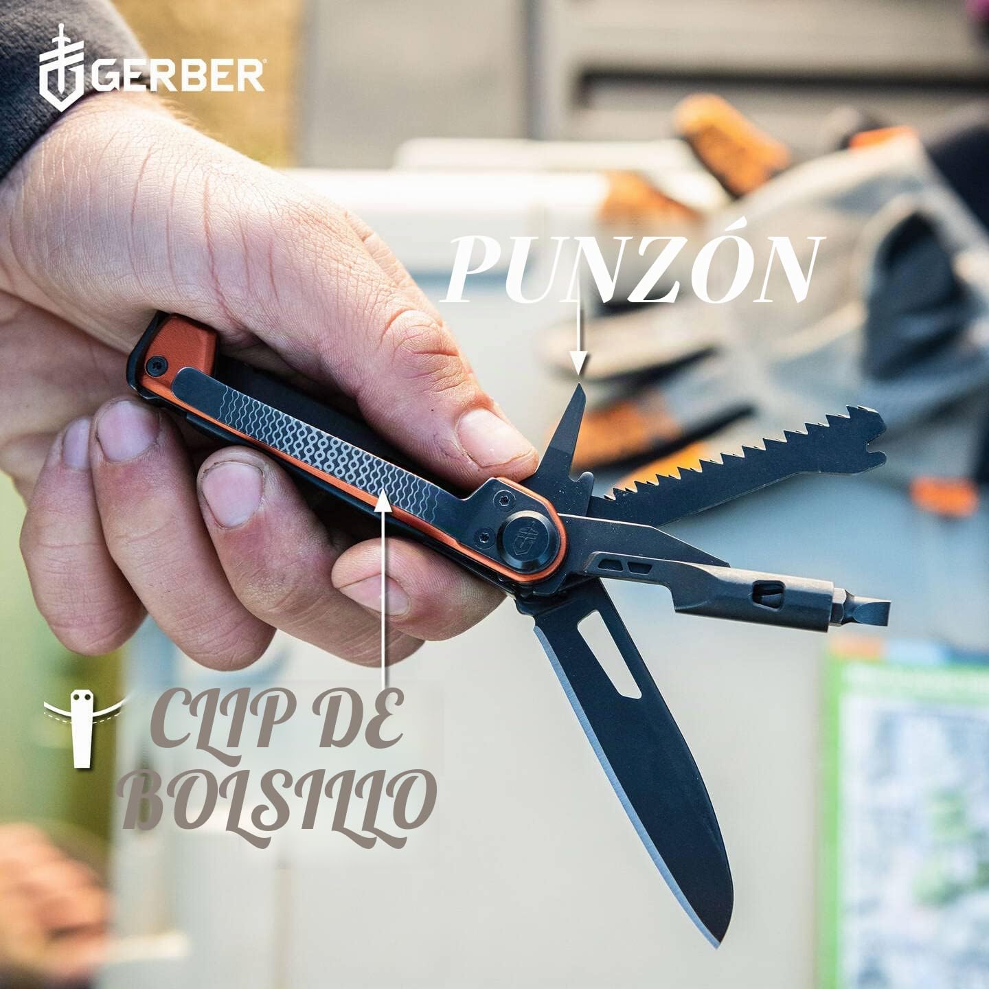 Gerber Navaja con 8 funciones, multiherramienta con hoja lisa