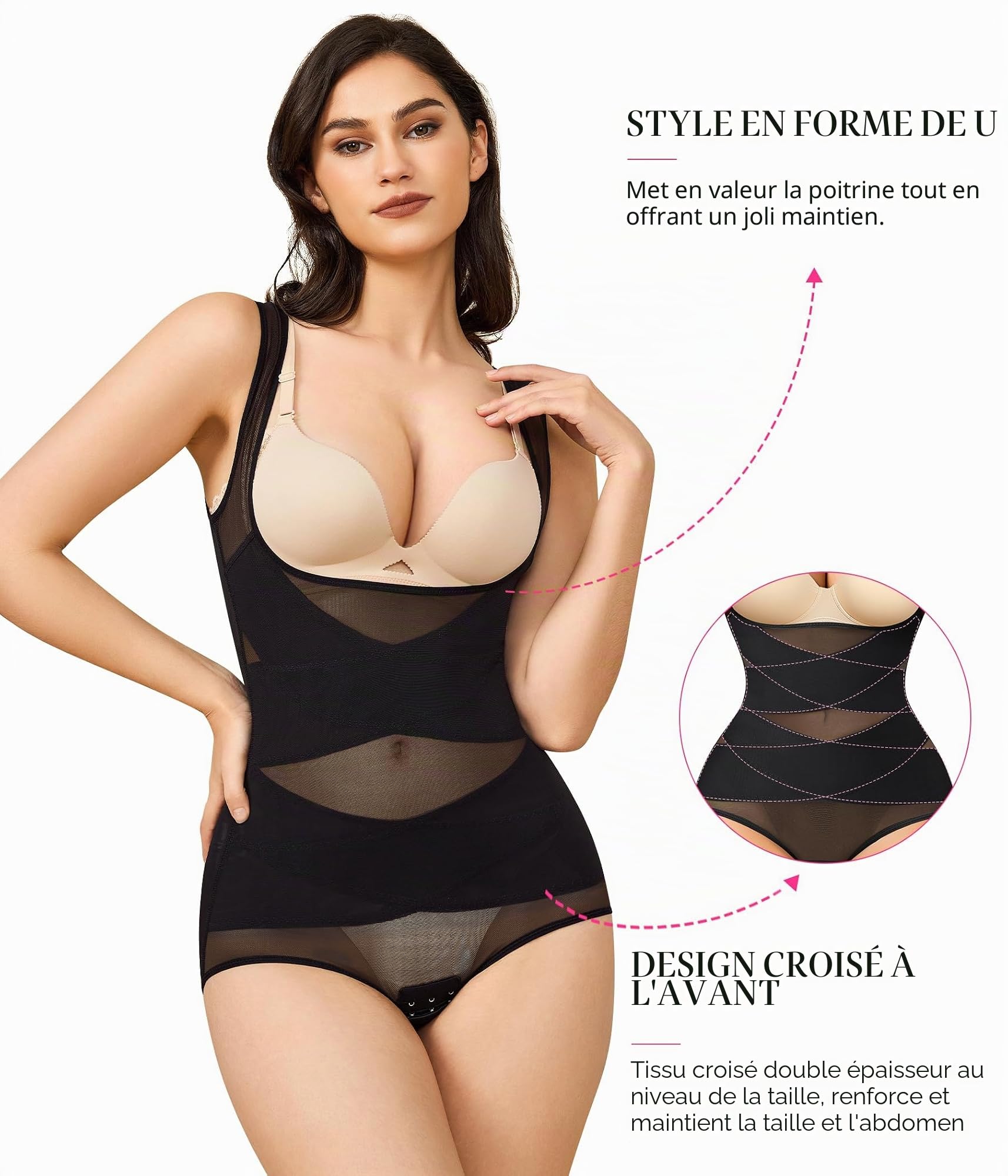 KUMAYES Body Gainant Femme Ventre Plat Gaine Amincissante Sculptant Shapewear Bodysuit Invisible Minceur sans Couture Combinaison