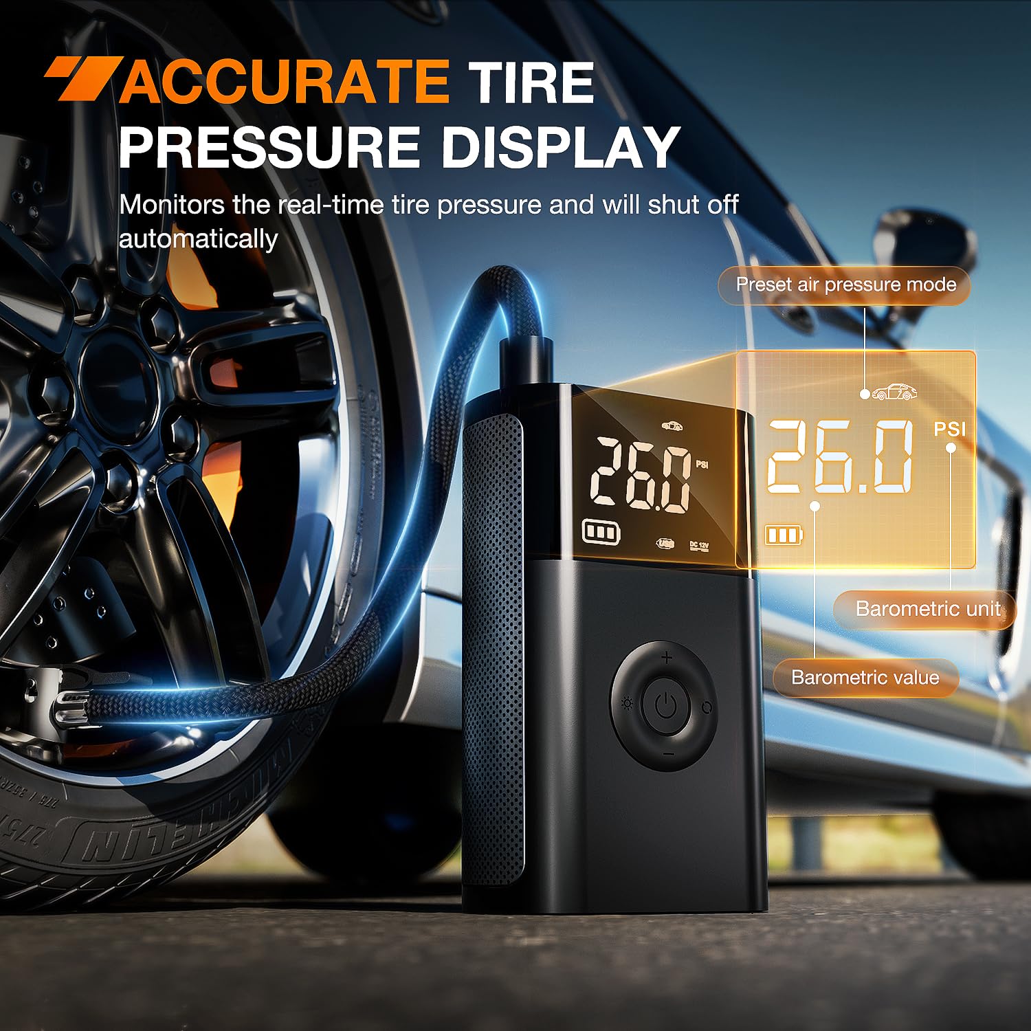 Nilight Compressore d'aria portatile, ricaricabile, 12 V CC, 150 PSI, spegnimento automatico senza fili, con manometro digitale, doppia pompa ad aria a gonfiaggio rapido per auto e moto