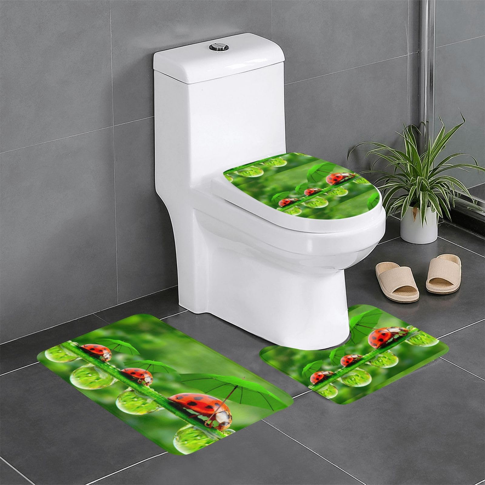 Tapis de sol coccinelle pour cuisine et salle de bain flanelle