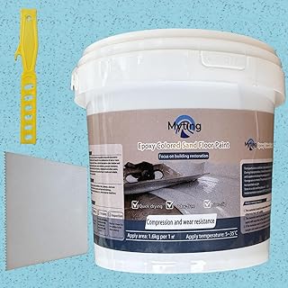 Epoxy Colored Sand Floor Paint, Epoxy Floor Paint High Gloss Marble Effect Coating for Indoor and Outdoor, Wear-resistant and non-slip Self-leveling Coating Blue 35OZ(1KG)