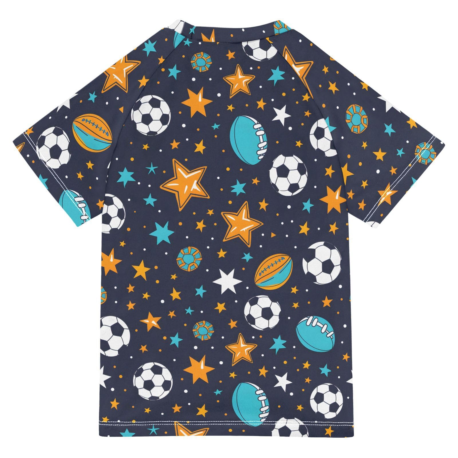 ALAZA Boys Swim Shirts Toddler Rash Guard Short Sleeve Rashguard Ball and Star UPF 50+ 11-12T