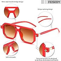 Vista 76 de Feisedy - B2622 - Lentes de sol estilo aviador, cuadrados, clásicos de los años 70, unisex, con montura clásica retro y elegante, UV400 Marco