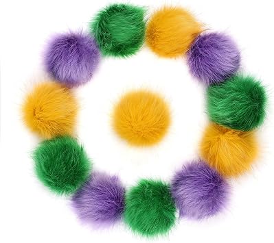 Daieeparty 2.8" Faux Fur Pom Poms for Hats, 12Pcs Pompoms with Elastic Loop