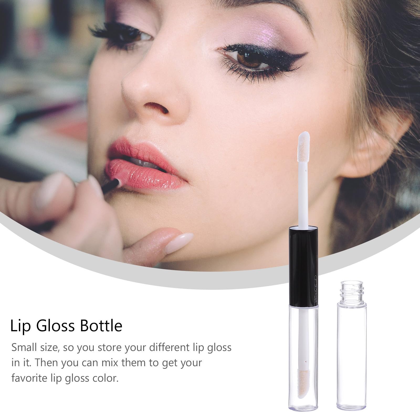 Tubo de Brillo de Labios Vacío de 4ml Plástico Doble Extremo | Negro, 10 Unidades con Tapón de Goma, Rellenable para DIY y Uso Diario