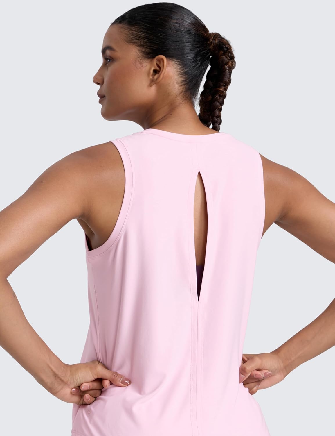CRZ YOGA Cloudweight Open Back Workout Tops for Women Lightweight High Neck Athletic Gym Tank Soft Running Sleeveless Shirts - Image 4
