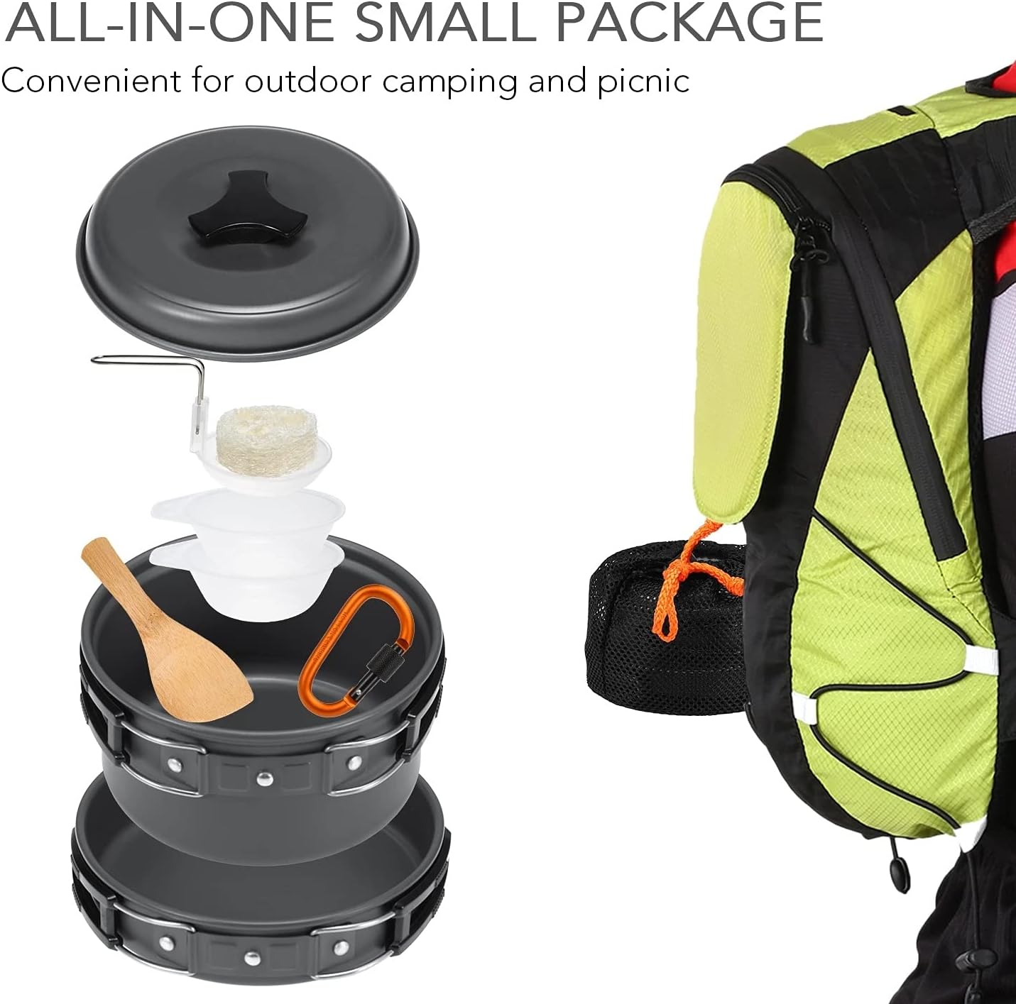 10pcs Set Tableware Camping Cookware Mess Kit Cookset Outdoor Cooking Picnic Equipment Pot Pan Bowls Backpacking Hiking Gear Set